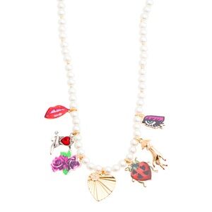 ✅New! Betsey Johnson Pearl Charm Necklace